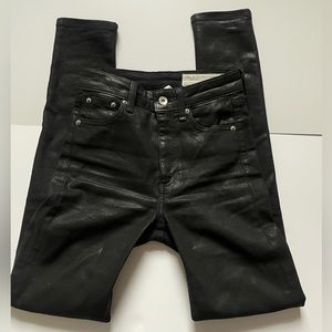 Rag & Bone Nina High Rise Black Coated Skinny Jeans